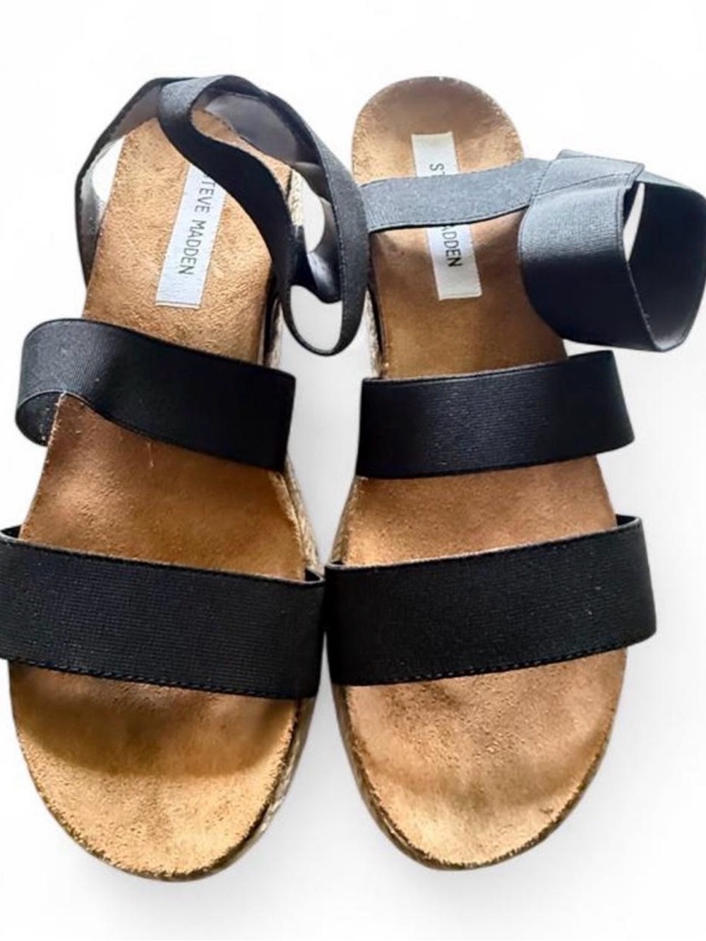 Steve Madden Black Elastic Strap Sandals